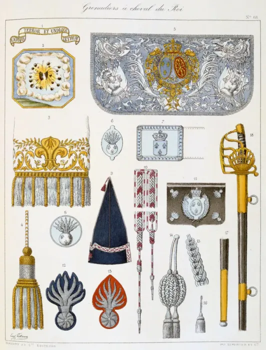 Framed Print : Grenadiers a Cheval du Roi, Insignia Artist: Eugene Titeux Framed Print : Grenadiers a Cheval du Roi, Insignia Artist: Eugene Titeux