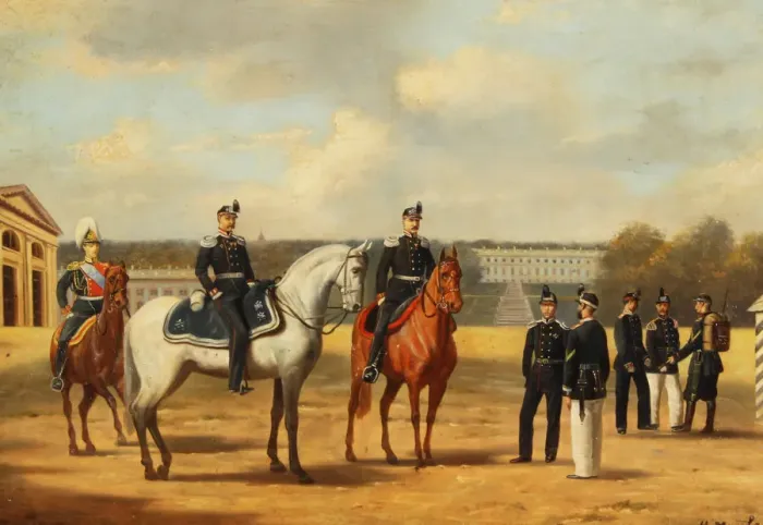 Framed Print : Grenadiers at Tsarskoe Selo. Artist: Matveyev, Nikolai Sergeyevich (1855-1939) Framed Print : Grenadiers at Tsarskoe Selo. Artist: Matveyev, Nikolai Sergeyevich (1855-1939)