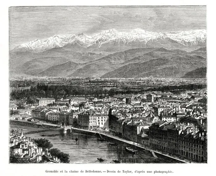 Framed Print : Grenoble from the Belledonne range, France, 1886 Framed Print : Grenoble from the Belledonne range, France, 1886