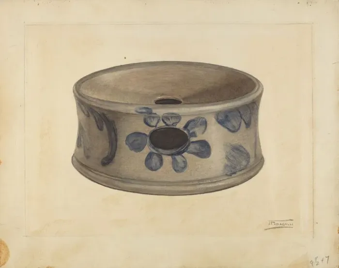 Framed Print : Grey Stoneware Cuspidor, 1935 / 1942. Creator: Frank Fumagalli Framed Print : Grey Stoneware Cuspidor, 1935 / 1942. Creator: Frank Fumagalli