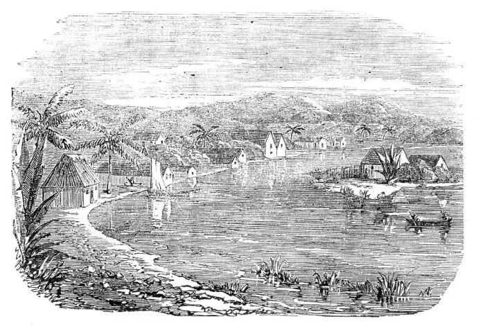Framed Print : Greytown - from a recent sketch, 1857. Creator: Unknown Framed Print : Greytown - from a recent sketch, 1857. Creator: Unknown