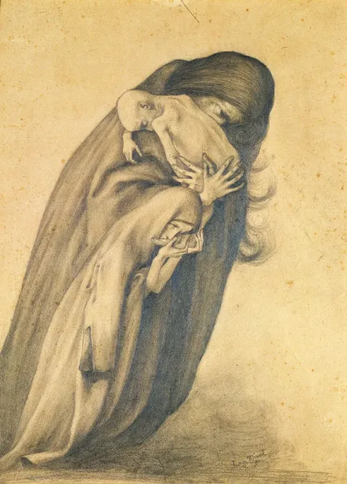 Framed Print : The Grieving Mother, 1890. Artist: Minne, George, Baron (1866-1941) Framed Print : The Grieving Mother, 1890. Artist: Minne, George, Baron (1866-1941)