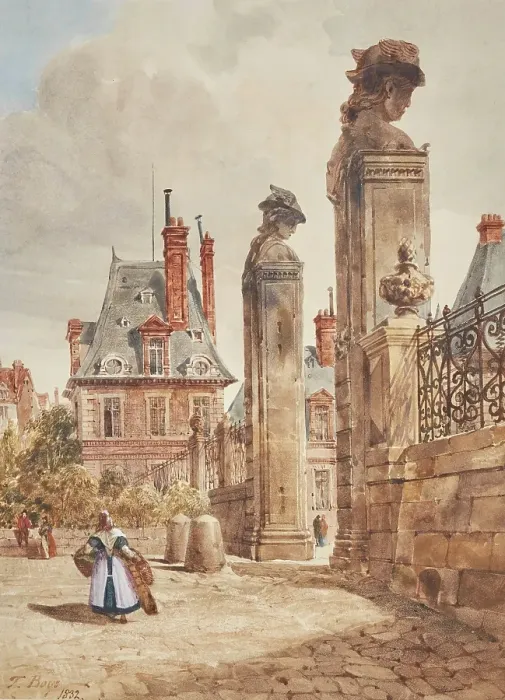 Framed Print : Grille des Hermes, Porte Dauphine, Palace of Fontainebleau, 1832. Creator: Thomas Shotter Boys Framed Print : Grille des Hermes, Porte Dauphine, Palace of Fontainebleau, 1832. Creator: Thomas Shotter Boys