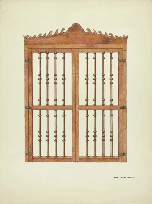 Framed Print : Grille Doors of Wood, c. 1939. Creator: Harry Mann Waddell Framed Print : Grille Doors of Wood, c. 1939. Creator: Harry Mann Waddell