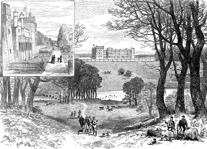 Framed Print : Grimsthorpe Castle, Lincolnshire, visited by the Prince and Princess of Wales, 1881. Creator: Unknown Framed Print : Grimsthorpe Castle, Lincolnshire, visited by the Prince and Princess of Wales, 1881. Creator: Unknown
