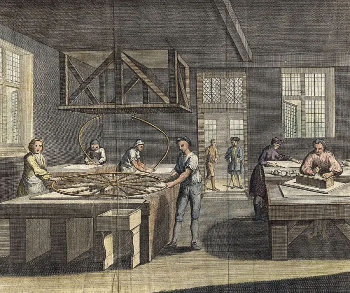 Framed Print : Grinding and polishing plate glass, 1760 Framed Print : Grinding and polishing plate glass, 1760
