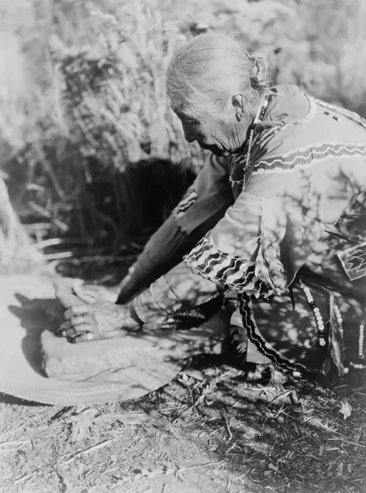 Framed Print : Grinding wokas-Klamath, c1923. Creator: Edward Sheriff Curtis Framed Print : Grinding wokas-Klamath, c1923. Creator: Edward Sheriff Curtis