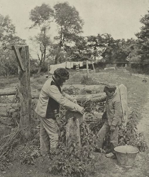 At the Grindstone--A Suffolk Farmyard, 1888. Creator: Peter Henry Emerson (British