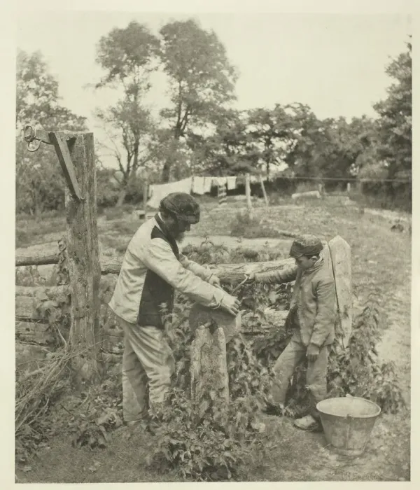Framed Print : At the Grindstone-A Suffolk Farmyard, c. 1883 / 87, printed 1888 Framed Print : At the Grindstone-A Suffolk Farmyard, c. 1883 / 87, printed 1888