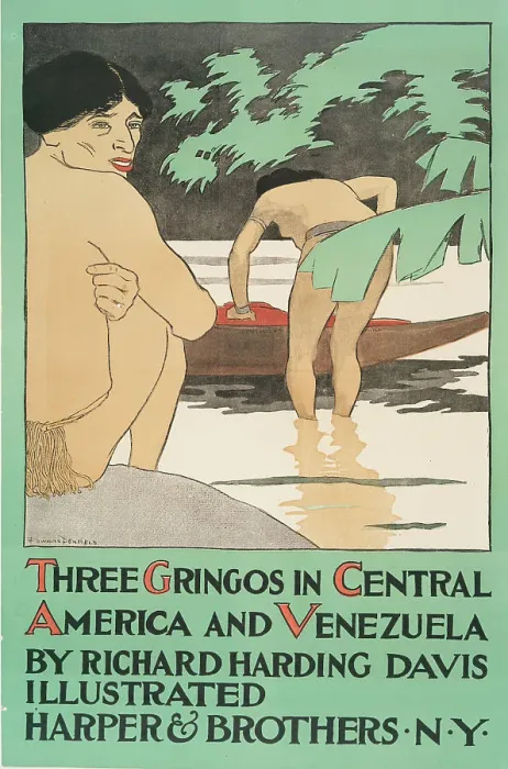 Framed Print : Three Gringos in Central America and Venezuela by Richard Harding Davis Illustrated... c1896. Creator: Edward Penfield Framed Print : Three Gringos in Central America and Venezuela by Richard Harding Davis Illustrated... c1896. Creator: Edward Penfield