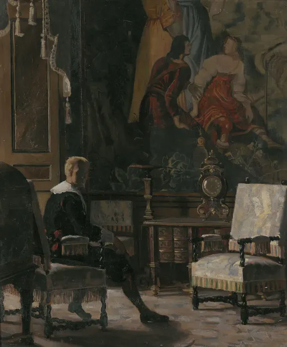 Framed Print : Gripsholm Castle, interior from the King's bedchamber, c19th century. Creator: Oscar Bjorck
