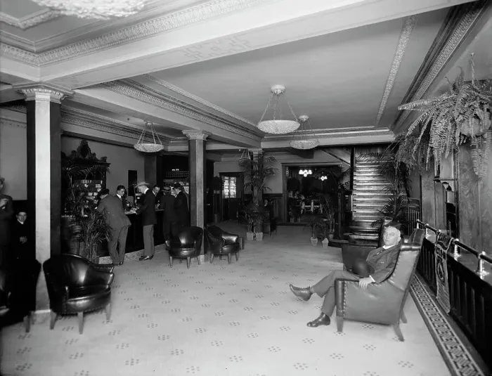 Framed Print : Griswold Hotel [lobby, Detroit, Mich.], between 1910 and 1920. Creator: William H. Jackson