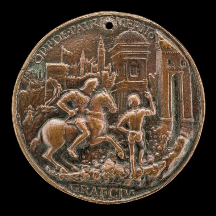 Framed Print : Gritti Before the Breached City Wall [reverse], 1512  /  1516. Creator: Giovanni Falier