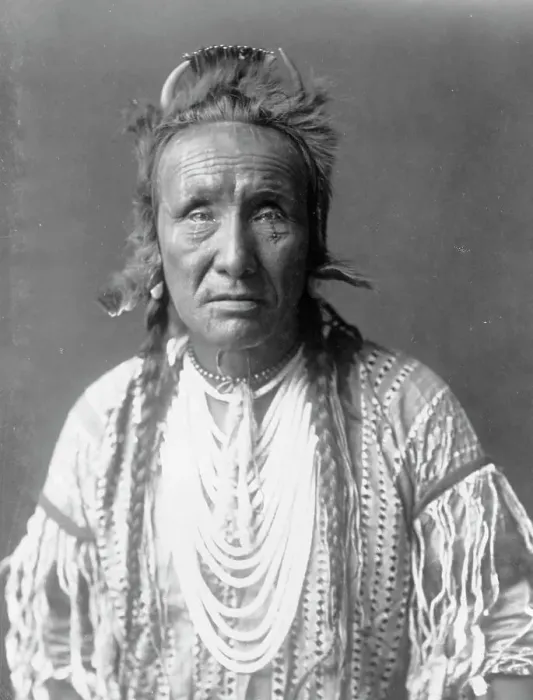 Framed Print : The Grizzly Bear, Piegan, half-length portrait, facing front, c1910. Creator: Edward Sheriff Curtis