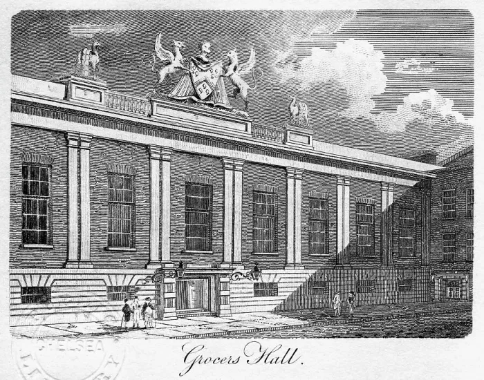 Framed Print : Grocers Hall, City of London, 1811. Artist: Sands Framed Print : Grocers Hall, City of London, 1811. Artist: Sands