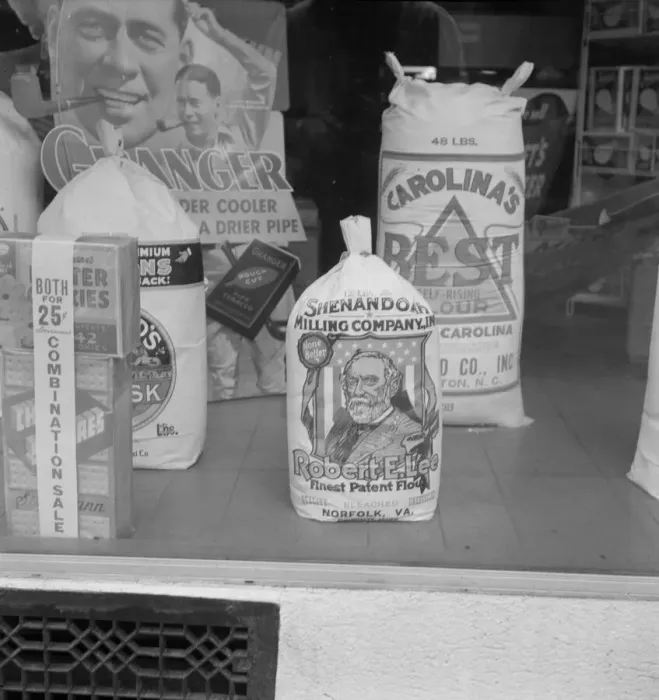 Framed Print : Grocery store window, Mebane, North Carolina, 1939. Creator: Dorothea Lange Framed Print : Grocery store window, Mebane, North Carolina, 1939. Creator: Dorothea Lange