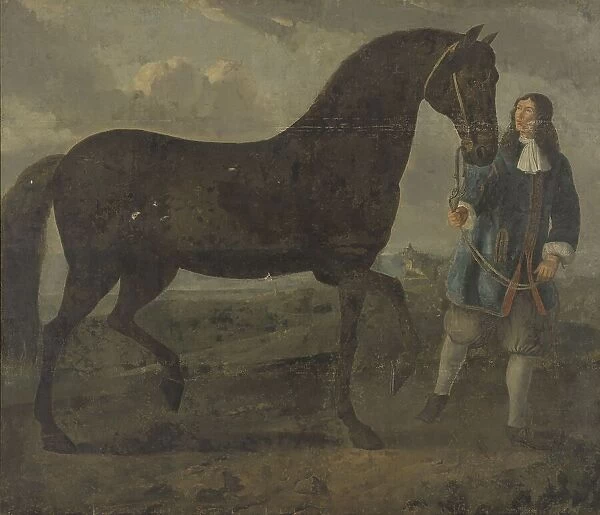 Groom with black horse, c.1670. Creator: Unknown