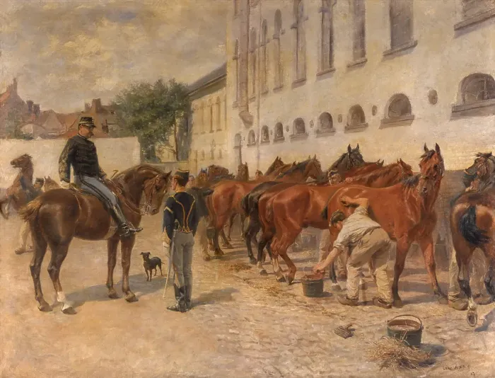 Framed Print : Grooming, 1887. Creator: Leon Abry Framed Print : Grooming, 1887. Creator: Leon Abry