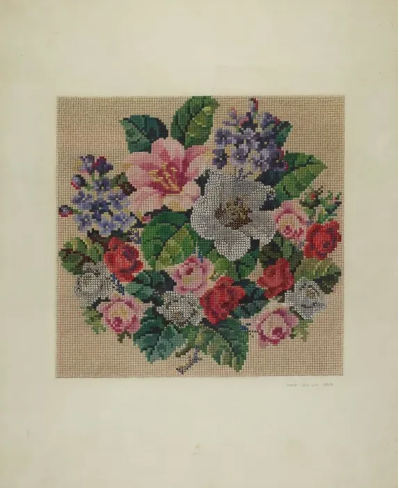 Framed Print : Gros Point Needlework - Flowers, c. 1939. Creators: Ivar Julius, Albert Rudin Framed Print : Gros Point Needlework - Flowers, c. 1939. Creators: Ivar Julius, Albert Rudin
