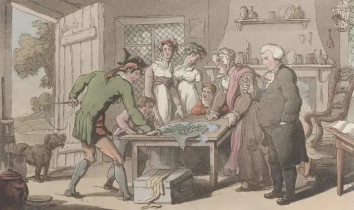Framed Print : The Gross of Green Spectacles, from The Vicar of Wakefield, May 1817 Framed Print : The Gross of Green Spectacles, from The Vicar of Wakefield, May 1817