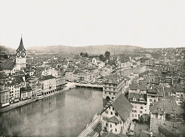 The Grosse Stadt and Kleine Stadt divided by the River Limmat, Zurich, Switzerland, 1895