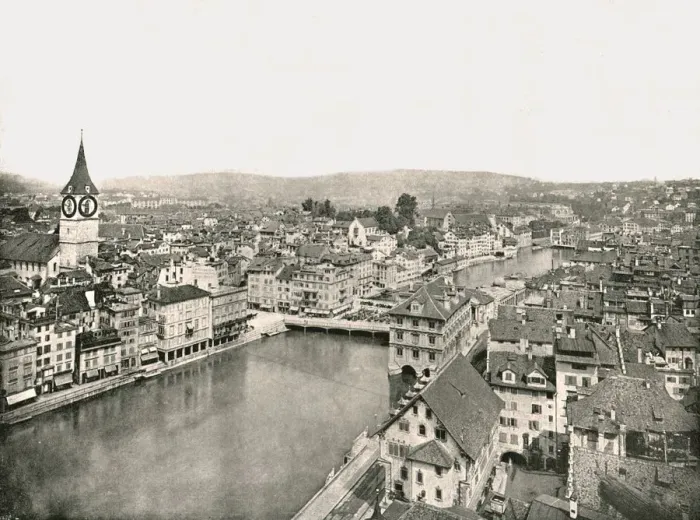 Framed Print : The Grosse Stadt and Kleine Stadt divided by the River Limmat, Zurich, Switzerland, 1895 Framed Print : The Grosse Stadt and Kleine Stadt divided by the River Limmat, Zurich, Switzerland, 1895