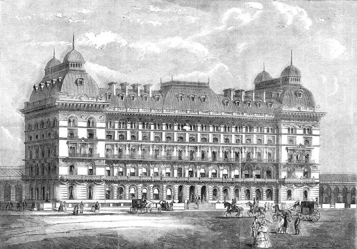 Framed Print : The Grosvenor Hotel, in course of erection on the site of the old Grosvenor Basin, Belgravia, 1860. Creator: Unknown Framed Print : The Grosvenor Hotel, in course of erection on the site of the old Grosvenor Basin, Belgravia, 1860. Creator: Unknown