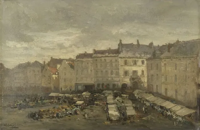 Framed Print : The Grote Zavel (Grand Sablon), Brussels, 1875. Creator: Guillaume Vogels Framed Print : The Grote Zavel (Grand Sablon), Brussels, 1875. Creator: Guillaume Vogels