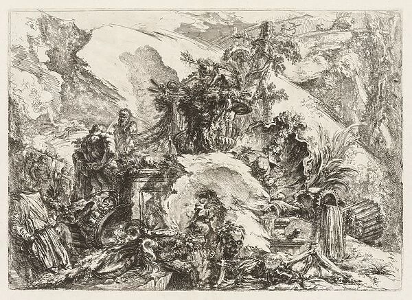Groteschi: Ruins with Deaths Head and Skeleton. Creator: Giovanni Battista Piranesi (Italian