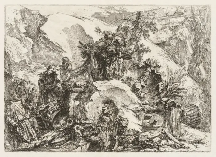 Framed Print : Groteschi: Ruins with Deaths Head and Skeleton. Creator: Giovanni Battista Piranesi (Italian Framed Print : Groteschi: Ruins with Deaths Head and Skeleton. Creator: Giovanni Battista Piranesi (Italian