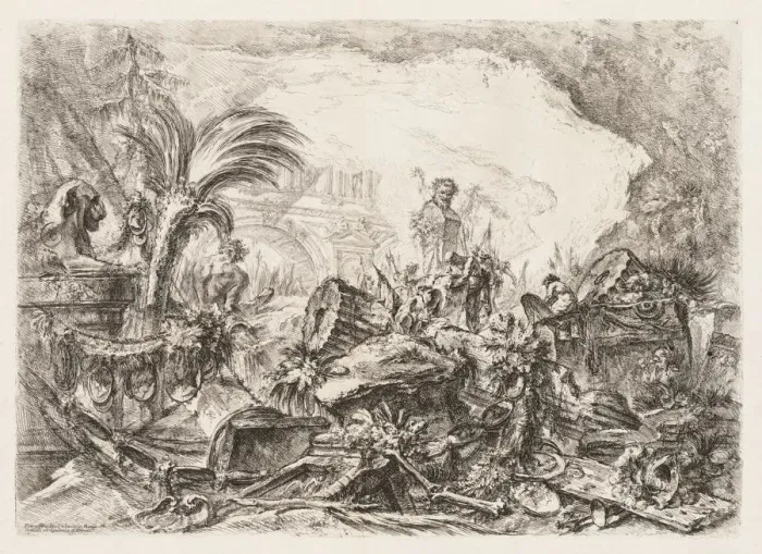 Framed Print : Groteschi: Ruins with a Statue of a Faun and a Fallen Column, ca. 1745-50. Creator Framed Print : Groteschi: Ruins with a Statue of a Faun and a Fallen Column, ca. 1745-50. Creator