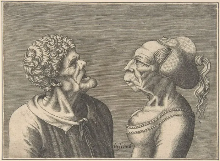 Framed Print : Two Grotesque Heads, 1538-73. Creator: Hans Liefrinck Framed Print : Two Grotesque Heads, 1538-73. Creator: Hans Liefrinck