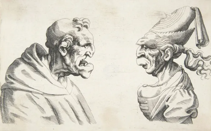 Framed Print : Two Grotesque Heads, 1640s. 1640s. Creator: Anon Framed Print : Two Grotesque Heads, 1640s. 1640s. Creator: Anon