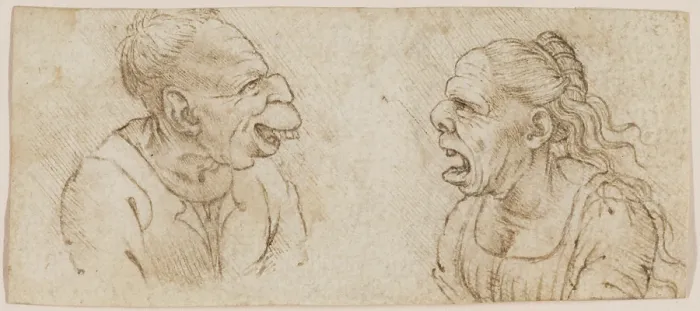 Framed Print : Two Grotesque Heads Facing Each Other in Profile, c1510. Creator: Francesco Melzi Framed Print : Two Grotesque Heads Facing Each Other in Profile, c1510. Creator: Francesco Melzi