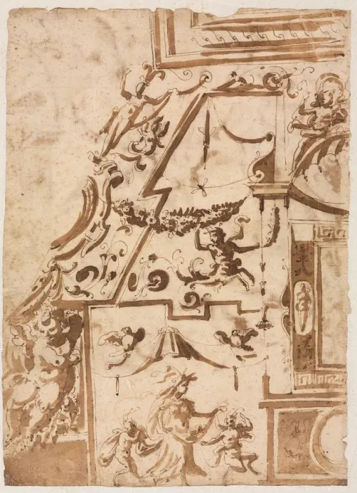 Framed Print : Grotesque with a Leaping Centaur (verso), c. 1565 / 1588. Creator: Marco Marchetti (Italian Framed Print : Grotesque with a Leaping Centaur (verso), c. 1565 / 1588. Creator: Marco Marchetti (Italian