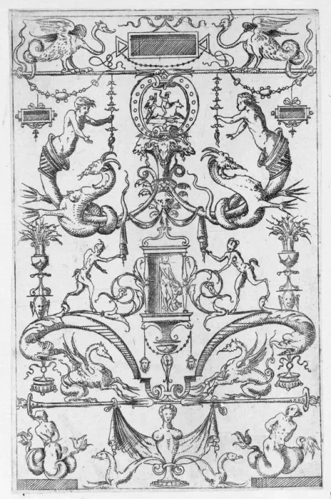 Framed Print : Grotesque Panel, 1550. 1550. Creator: Jacques Androuet Du Cerceau Framed Print : Grotesque Panel, 1550. 1550. Creator: Jacques Androuet Du Cerceau