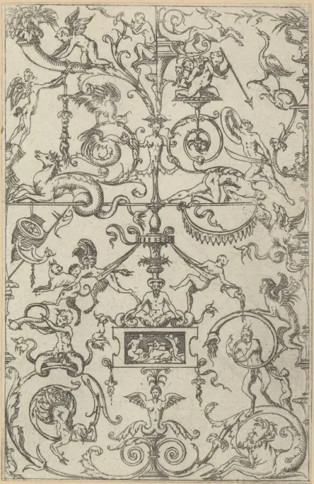Framed Print : Grotesque Panel, 1550. Creator: Jacques Androuet Du Cerceau Framed Print : Grotesque Panel, 1550. Creator: Jacques Androuet Du Cerceau