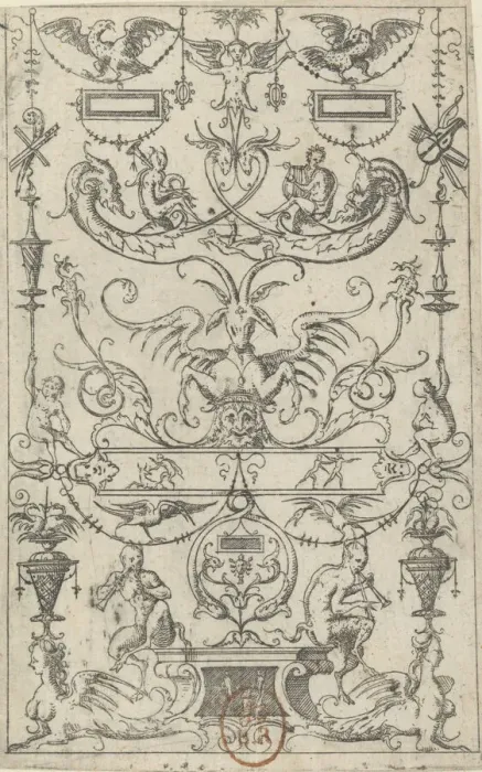 Framed Print : Grotesque Panel, 1562. Creator: Jacques Androuet Du Cerceau Framed Print : Grotesque Panel, 1562. Creator: Jacques Androuet Du Cerceau