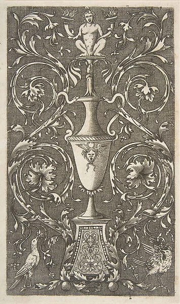 Grotesque with a vase, birds and acanthus scrolls, ca. 1515-1600. Creator: Unknown