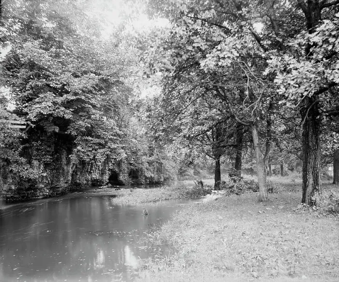 Framed Print : Grotto, Mill Creek Park, near Batavia, The, between 1880 and 1899. Creator: Unknown Framed Print : Grotto, Mill Creek Park, near Batavia, The, between 1880 and 1899. Creator: Unknown