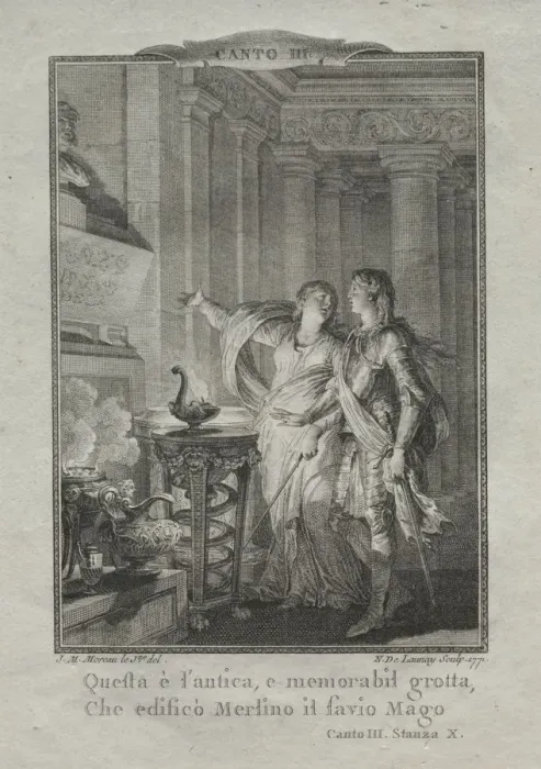 Framed Print : In the Grotto of Merlin, the Magician, 1771. Creator: Nicolas Delaunay (French, 1739-1792) Framed Print : In the Grotto of Merlin, the Magician, 1771. Creator: Nicolas Delaunay (French, 1739-1792)