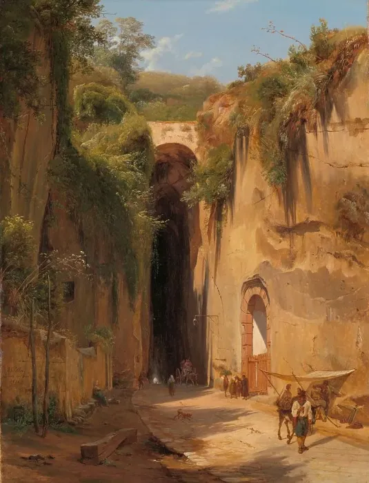 Framed Print : The Grotto of Posillipo at Naples, 1826. Creator: Antonie Sminck Pitloo Framed Print : The Grotto of Posillipo at Naples, 1826. Creator: Antonie Sminck Pitloo