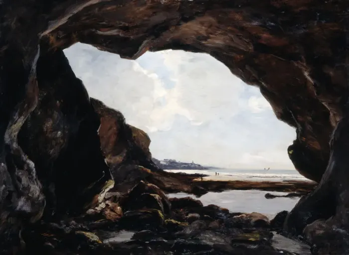 Framed Print : Grotto of Ris, Douarnenez, 1876. Artist: Emmanuel Lansyer Framed Print : Grotto of Ris, Douarnenez, 1876. Artist: Emmanuel Lansyer