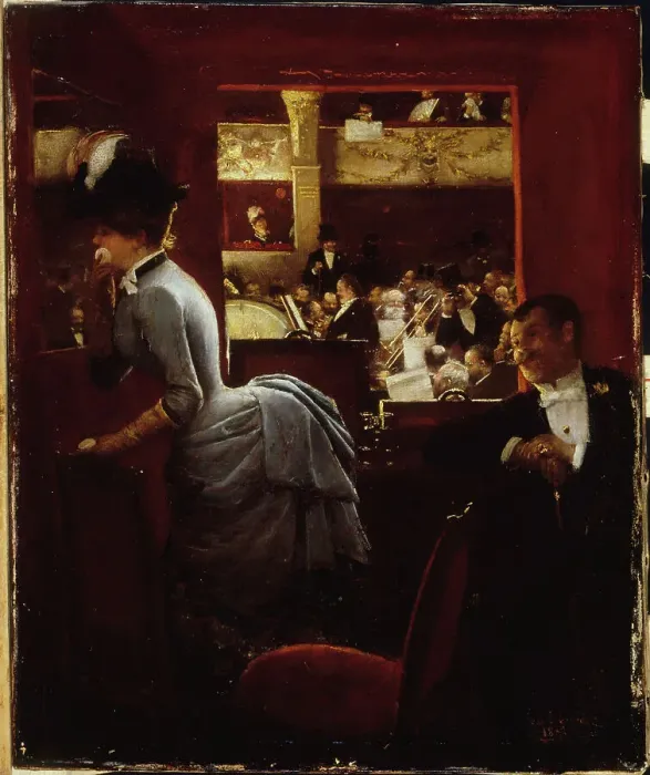 Framed Print : The ground floor box, at the Theatre des Varieties, 1883. Creator: Jean Beraud Framed Print : The ground floor box, at the Theatre des Varieties, 1883. Creator: Jean Beraud