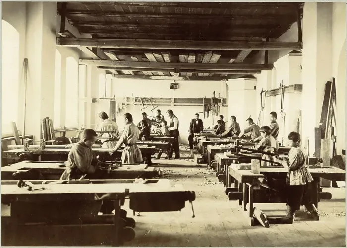 Framed Print : Ground floor of the main building. Locksmith's shop, 1898. Creator: Unknown Framed Print : Ground floor of the main building. Locksmith's shop, 1898. Creator: Unknown
