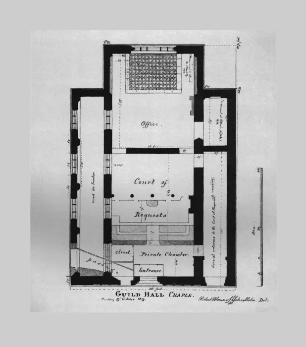 Framed Print : Ground Plan of the Guildhall Chapel 1815, (1866) Framed Print : Ground Plan of the Guildhall Chapel 1815, (1866)