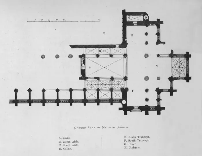Framed Print : Ground Plan of Melrose Abbey, 1897 Framed Print : Ground Plan of Melrose Abbey, 1897