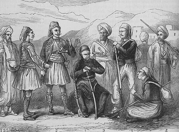 Group of (1) Turks, (2) Albanians, (3) Druses, c1880. Artist: T.S.S
