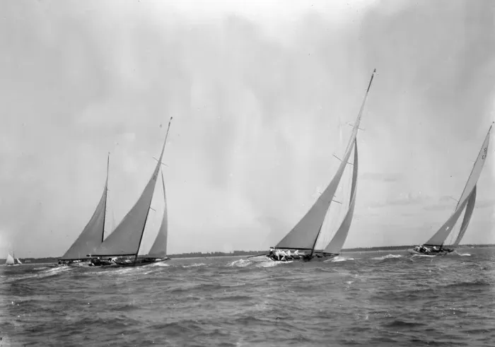 Framed Print : A group of 12 Metres sailing yachts racing on windward leg in good wind, 1933. Creator Framed Print : A group of 12 Metres sailing yachts racing on windward leg in good wind, 1933. Creator