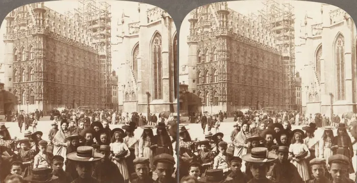Framed Print : Group of 3 Stereograph Views of Belgium, 1890s-1910s. Creator: Bert Underwood Framed Print : Group of 3 Stereograph Views of Belgium, 1890s-1910s. Creator: Bert Underwood
